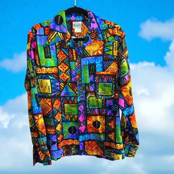 Evelyn Margolis United Airlines Hawaiian Vintage 60s Steward Shirt Size Medium
